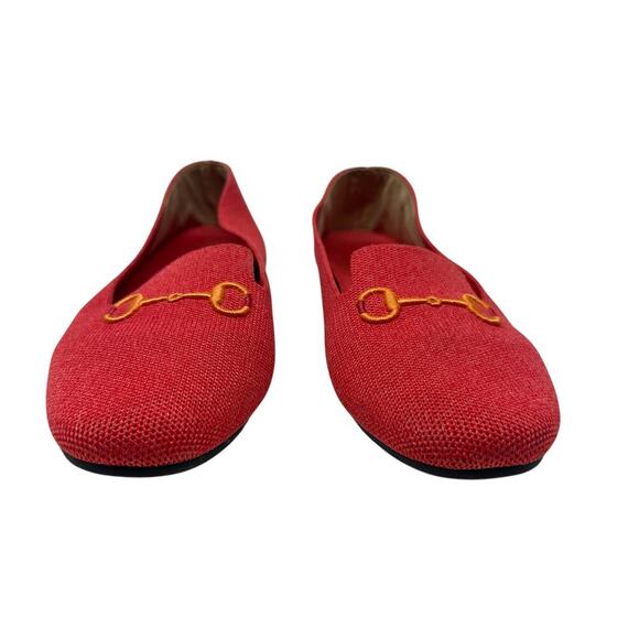 Vivaia Eillen Round-Toe Embroidered Flat Loafers in Ferrari Red Size 38 US 7 7.5 - Picture 4 of 12